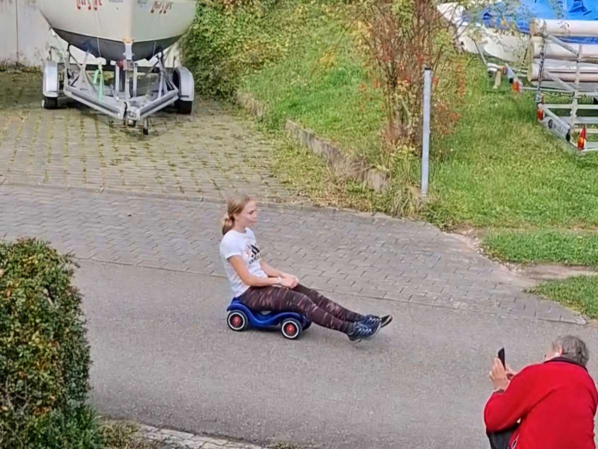 Bobbycar Rennen statt Segeln beim Europe Trichter 2024 am Brombachsee